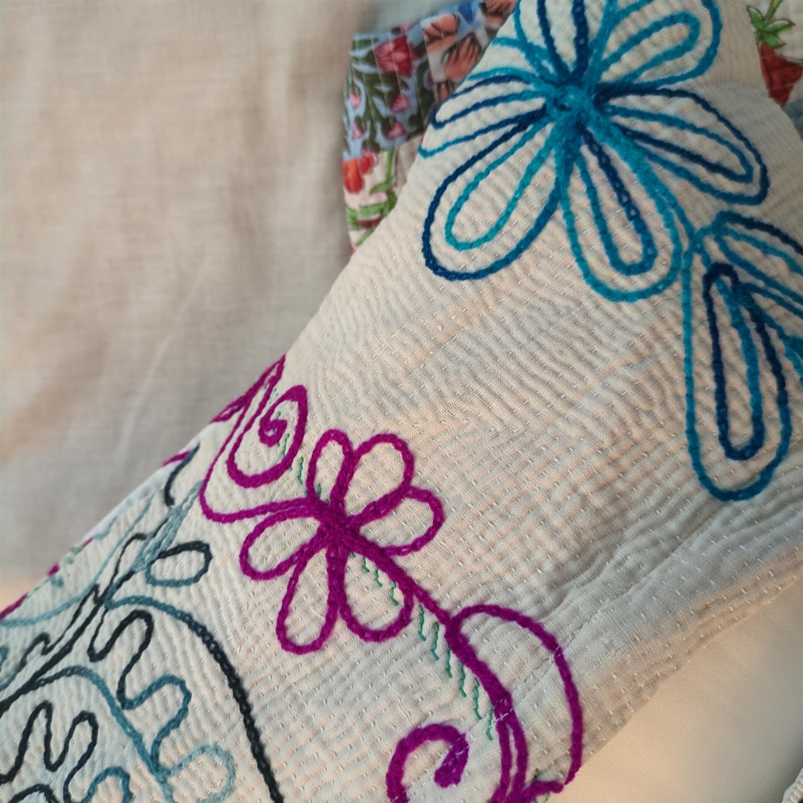 スザニ刺繍 ラリーキルト ヴィンテージカンタ クッションカバー#1009