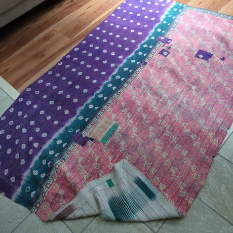 「M」ヴィンテージインテリア カンタキルト kantha インド布 襤褸 古布 #116