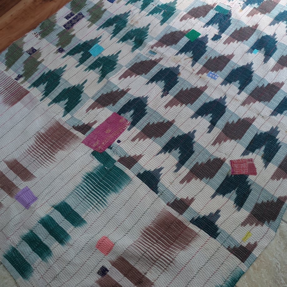 「M」ヴィンテージインテリア カンタキルト kantha インド布 襤褸 古布 #116