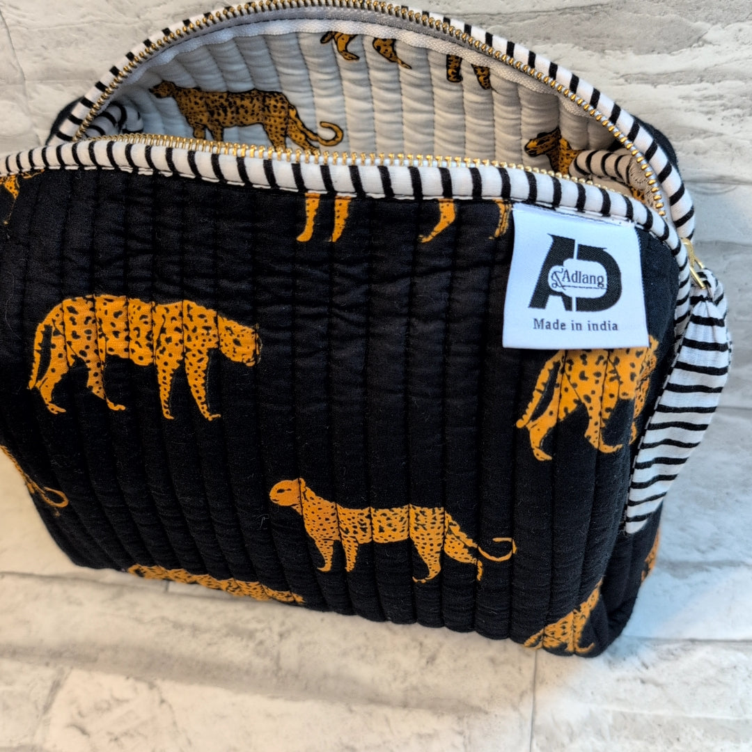 【L】オリジナルビッグポーチ ハンドブロックプリント block print インド Handmade ママポーチにも