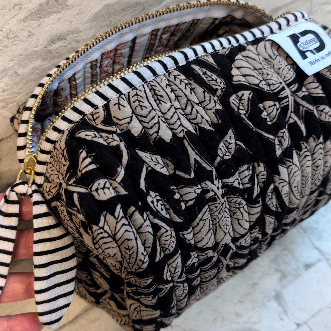 【L】オリジナルビッグポーチ ハンドブロックプリント block print インド Handmade ママポーチにも