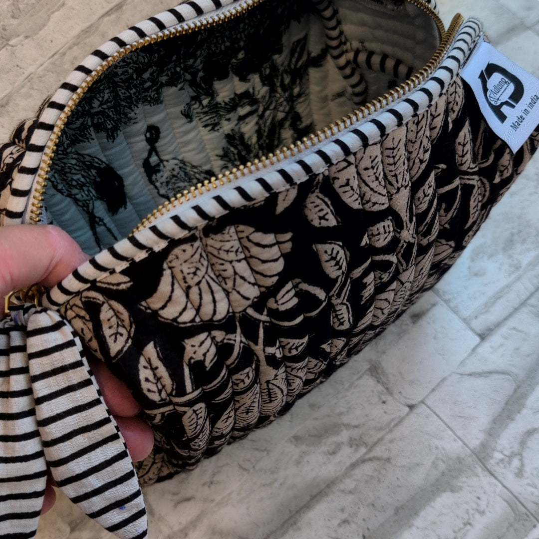 【L】オリジナルビッグポーチ ハンドブロックプリント block print インド Handmade ママポーチにも