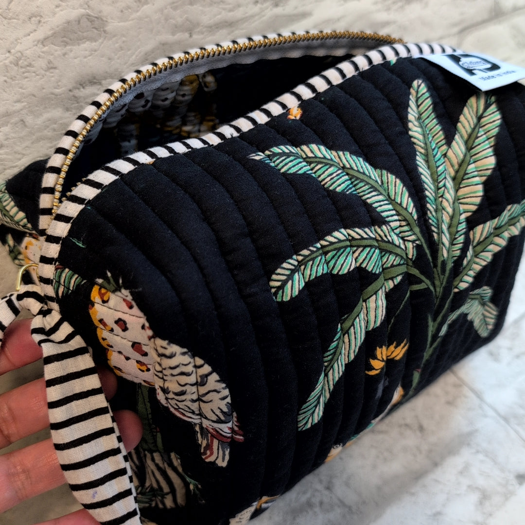 【L】オリジナルビッグポーチ ハンドブロックプリント block print インド Handmade ママポーチにも