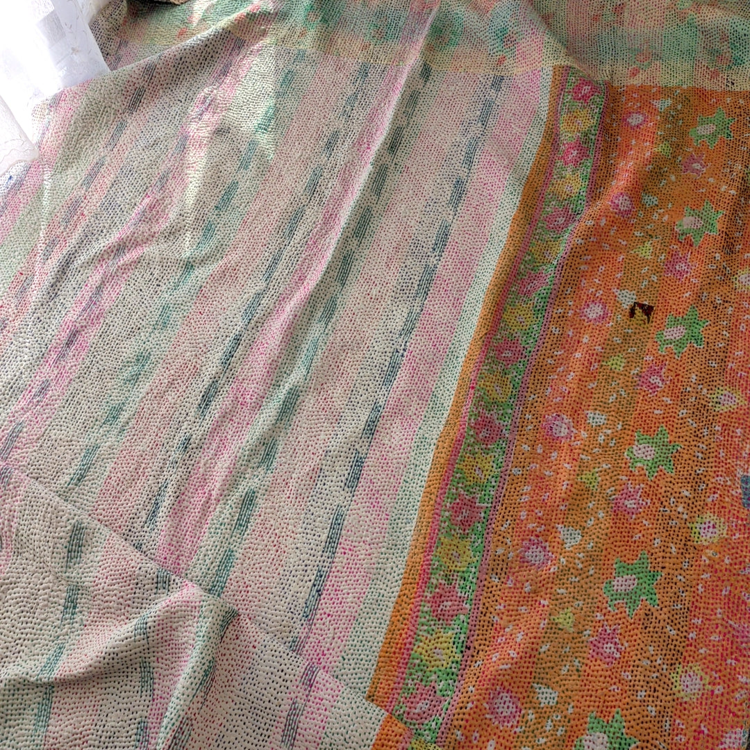 ヴィンテージカンタキルト ラリーキルト kantha ラグマット アジアンキルト #1242
