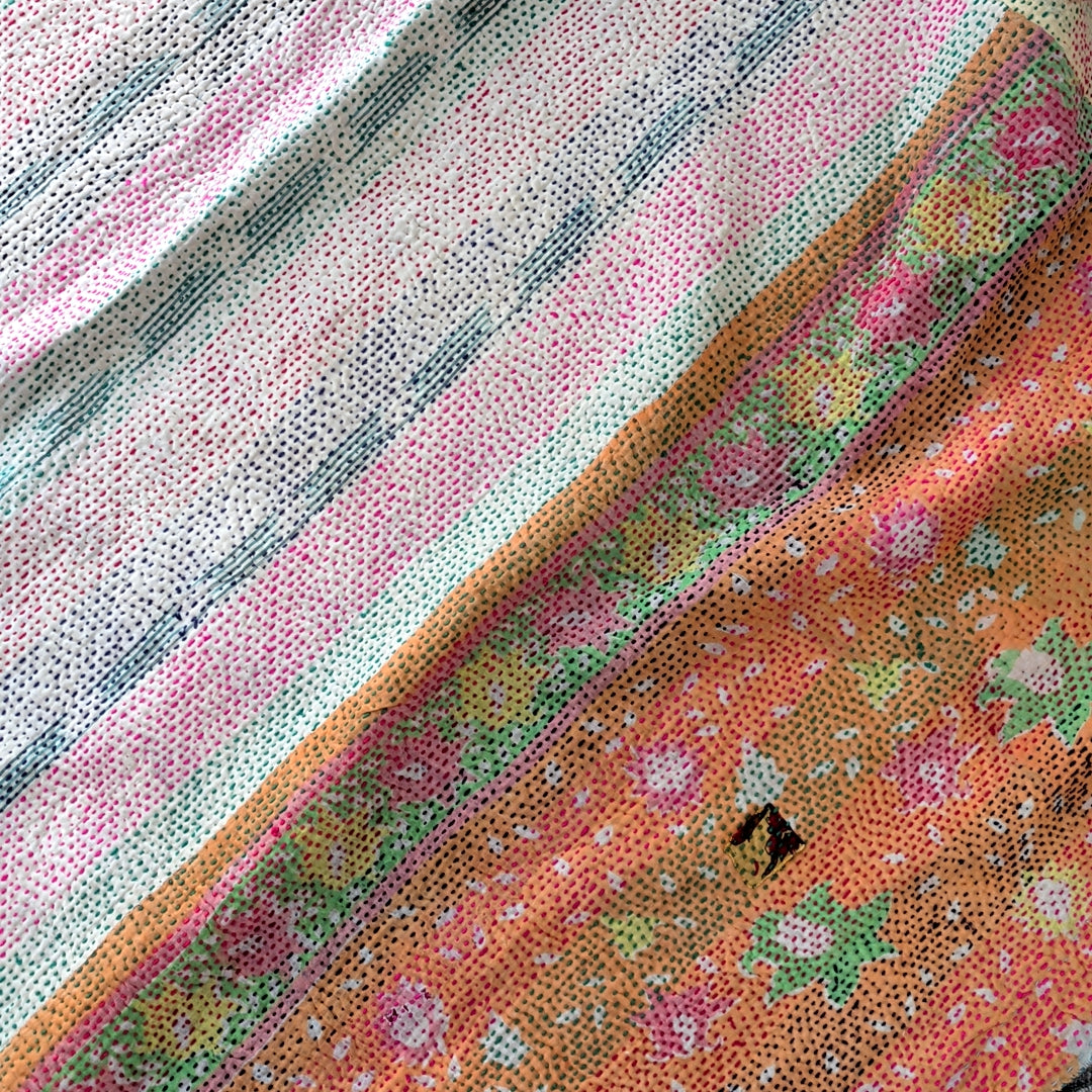 ヴィンテージカンタキルト ラリーキルト kantha ラグマット アジアンキルト #1242