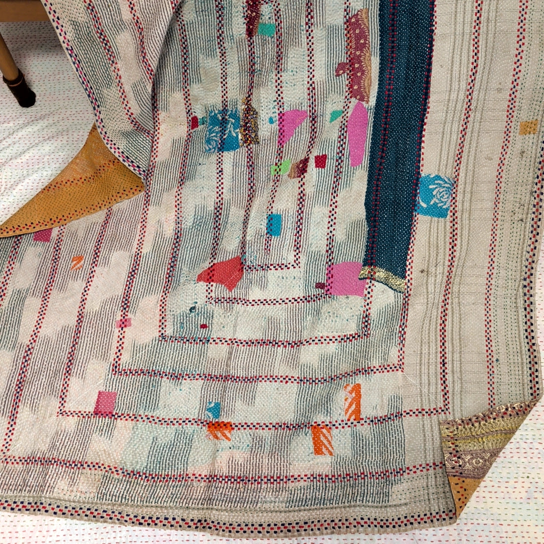 ヴィンテージカンタキルト ラリーキルト kantha ラグマット アジアンキルト #1247