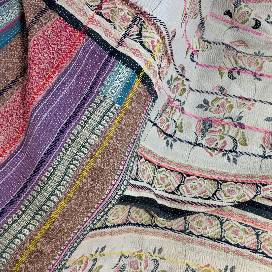 ヴィンテージカンタキルト ラリーキルト kantha ラグマット アジアンキルト #1251