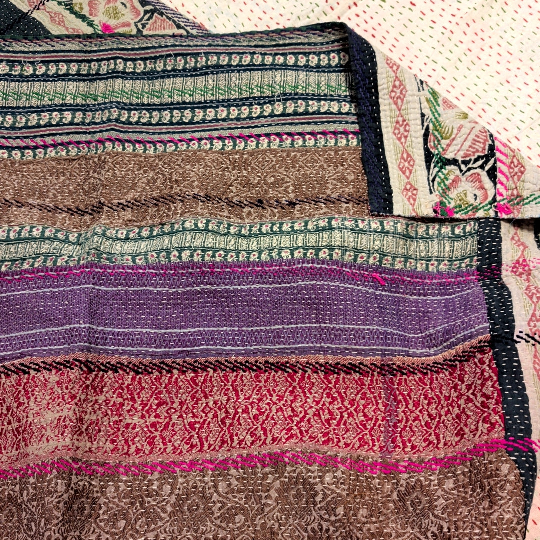 ヴィンテージカンタキルト ラリーキルト kantha ラグマット アジアンキルト #1251