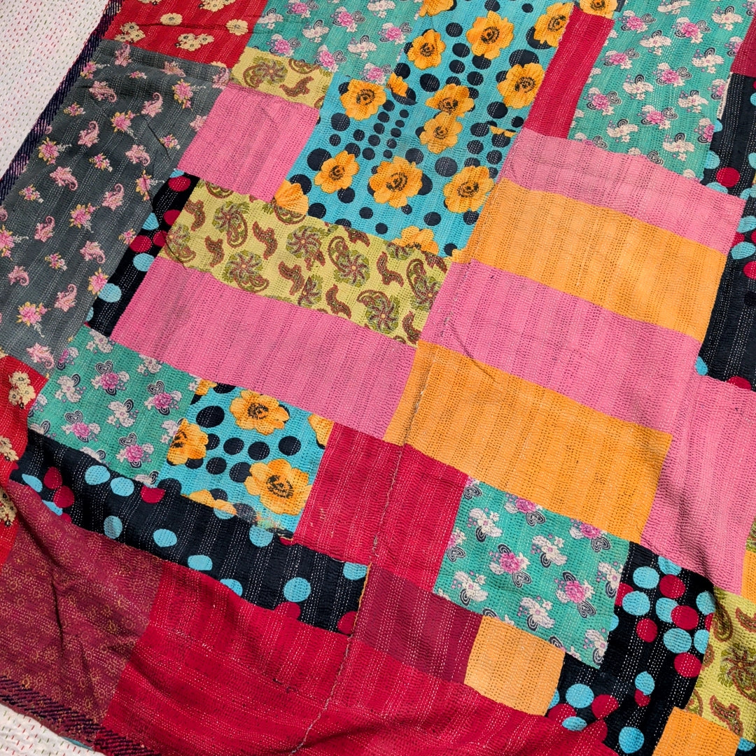 ヴィンテージカンタキルト ラリーキルト kantha ラグマット アジアンキルト #1252