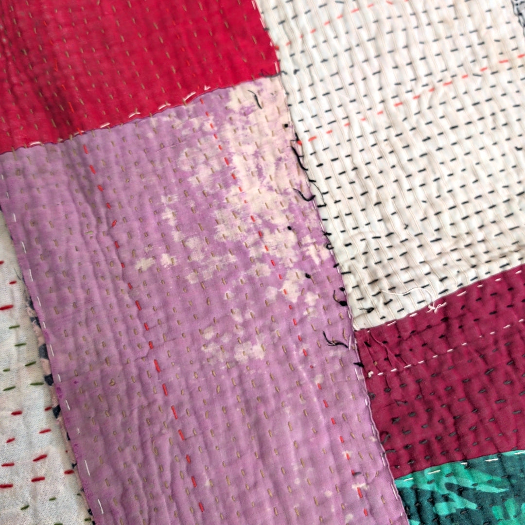 ヴィンテージカンタキルト ラリーキルト kantha ラグマット アジアンキルト #1254