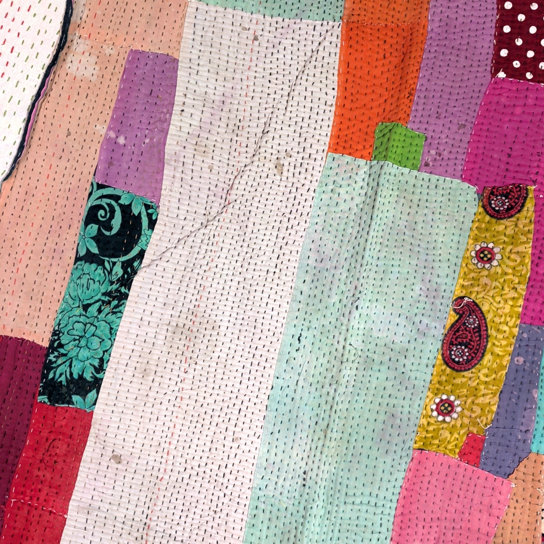 ヴィンテージカンタキルト ラリーキルト kantha ラグマット アジアンキルト #1254