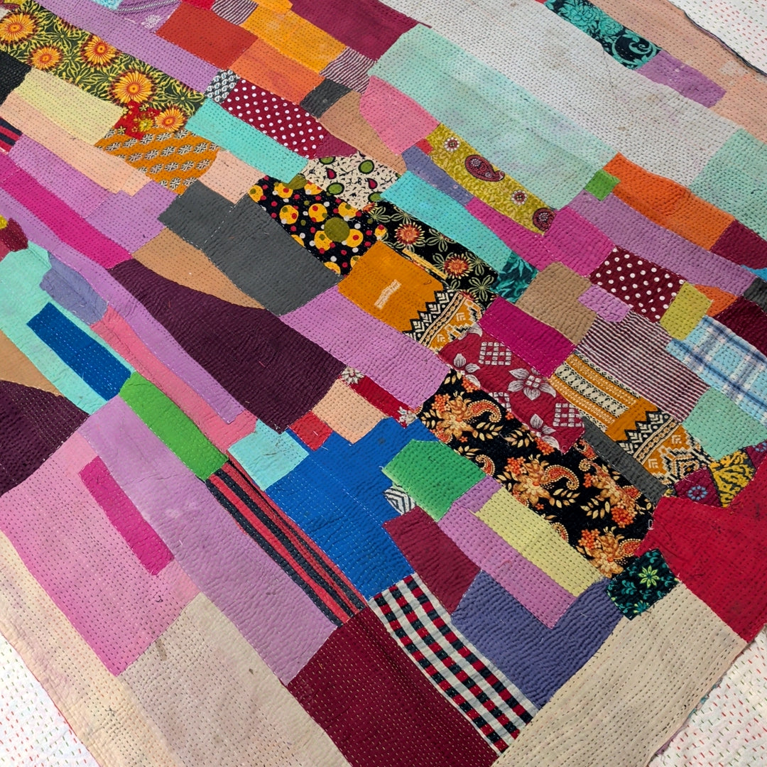 ヴィンテージカンタキルト ラリーキルト kantha ラグマット アジアンキルト #1254