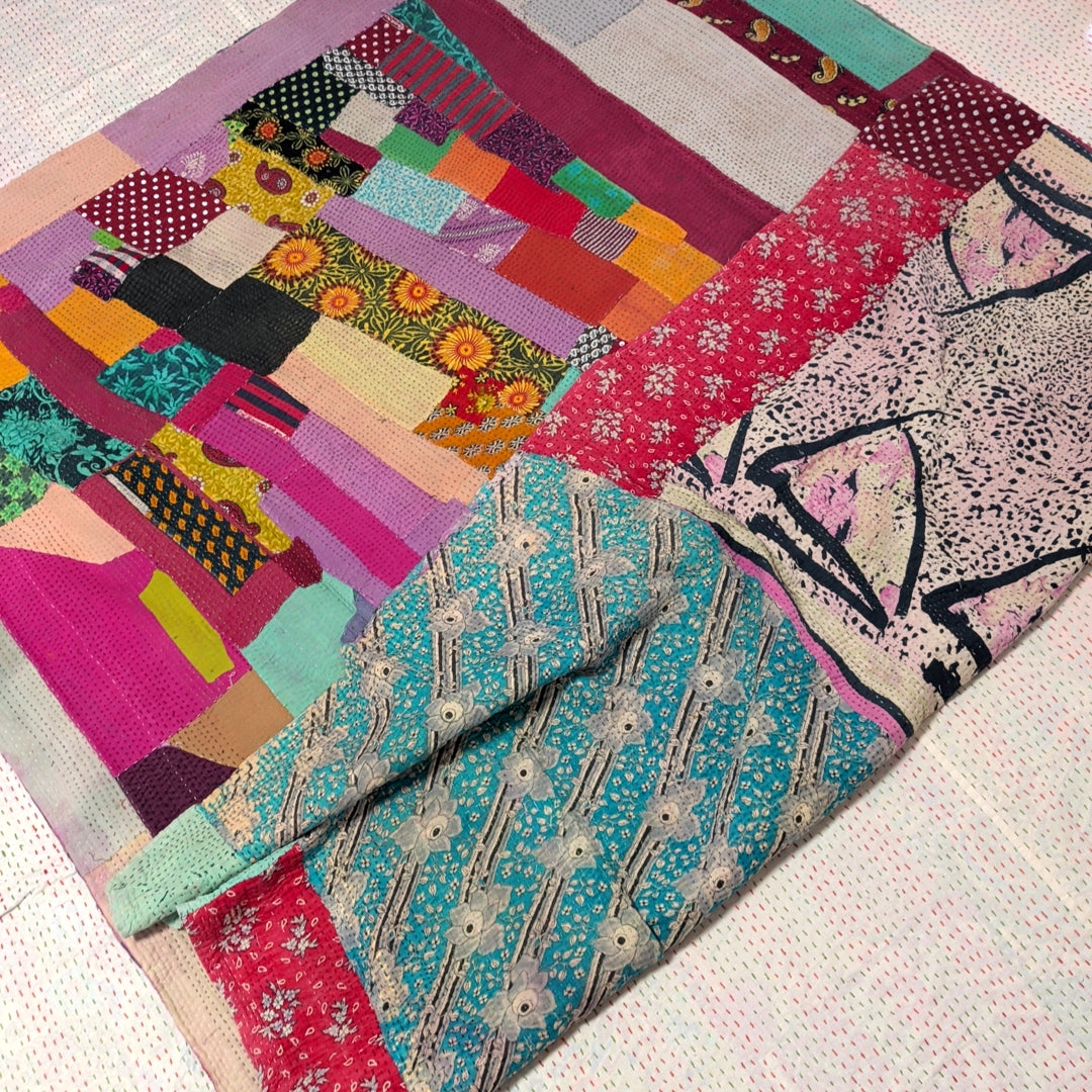 ヴィンテージカンタキルト ラリーキルト kantha ラグマット アジアンキルト #1254