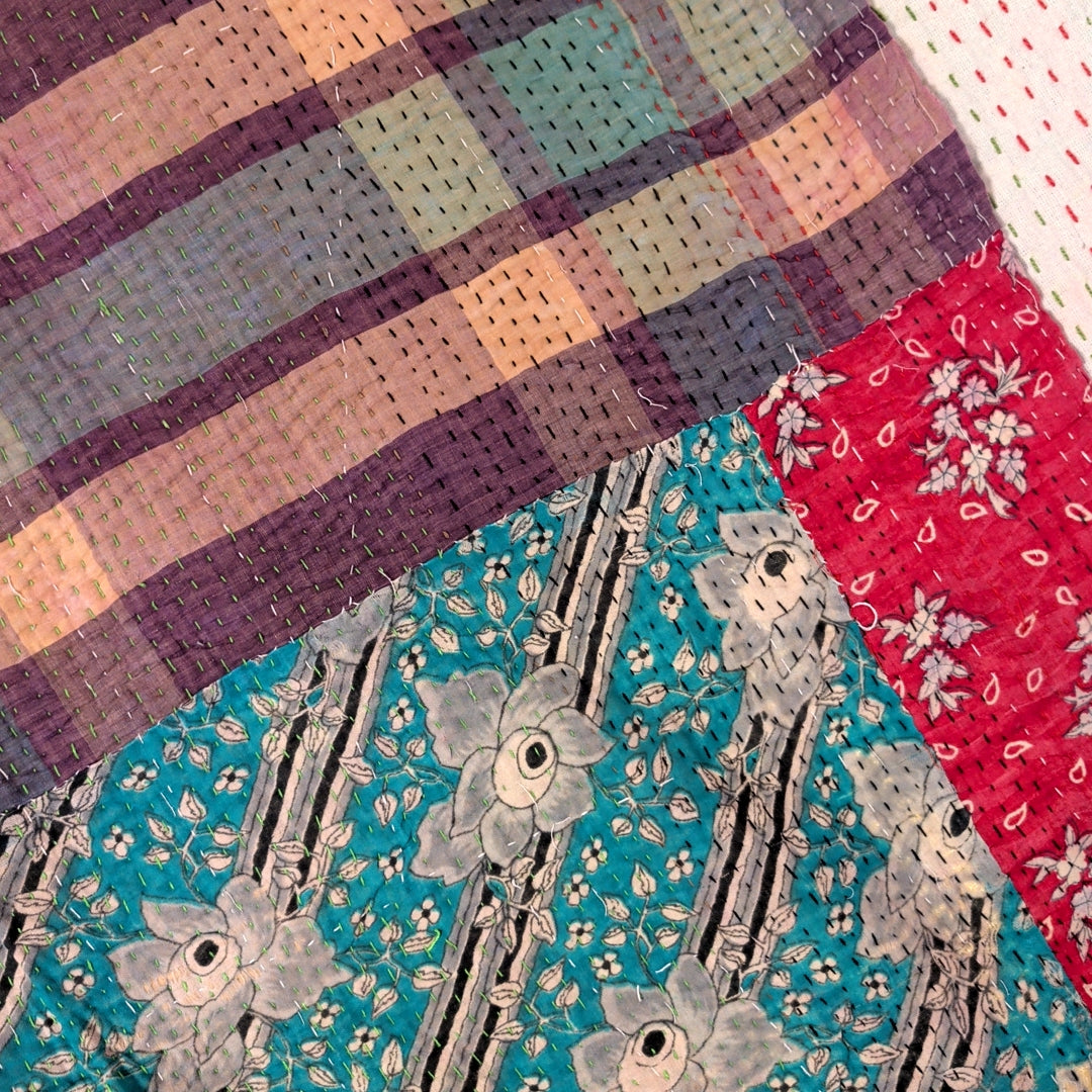 ヴィンテージカンタキルト ラリーキルト kantha ラグマット アジアンキルト #1254