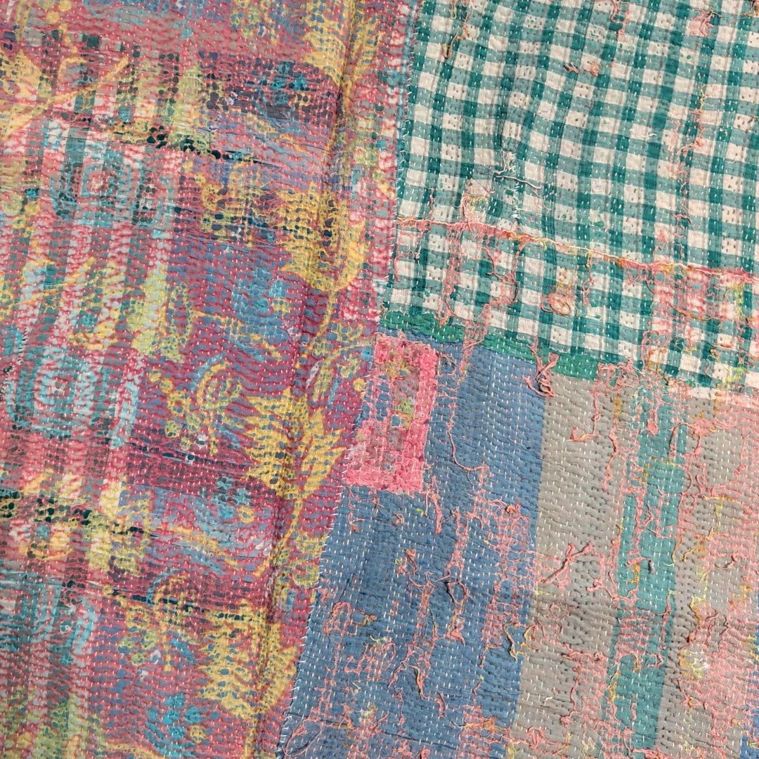 ヴィンテージカンタキルト ラリーキルト kantha ラグマット アジアンキルト #1255