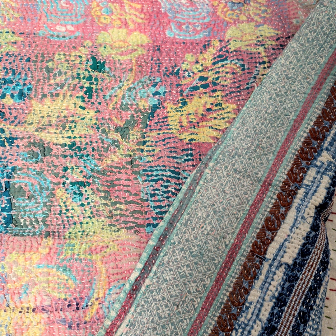 ヴィンテージカンタキルト ラリーキルト kantha ラグマット アジアンキルト #1255