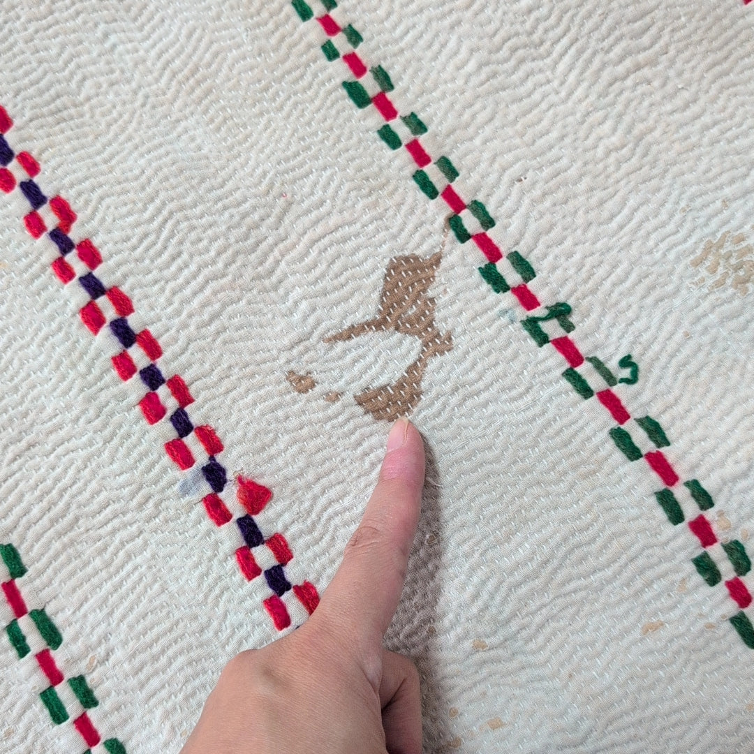 「ぐるぐる刺繍」 ヴィンテージカンタキルト ラリーキルト 手仕事のハンドメイドファブリック インド綿エスニックインテリア #778