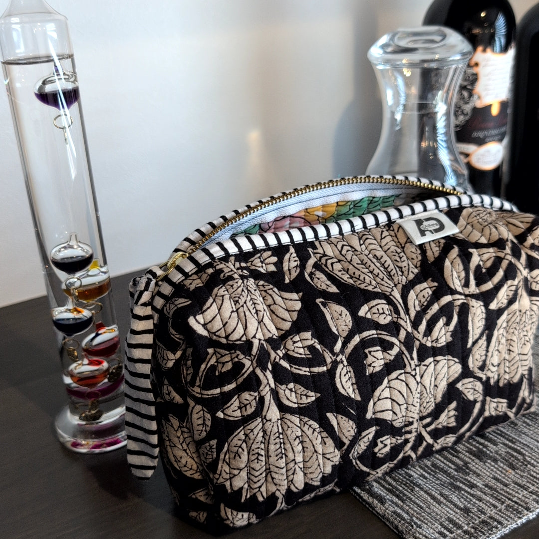 【M】オリジナルソフトミディアムポーチ ハンドブロックプリント block print インド Handmade ママポーチにも