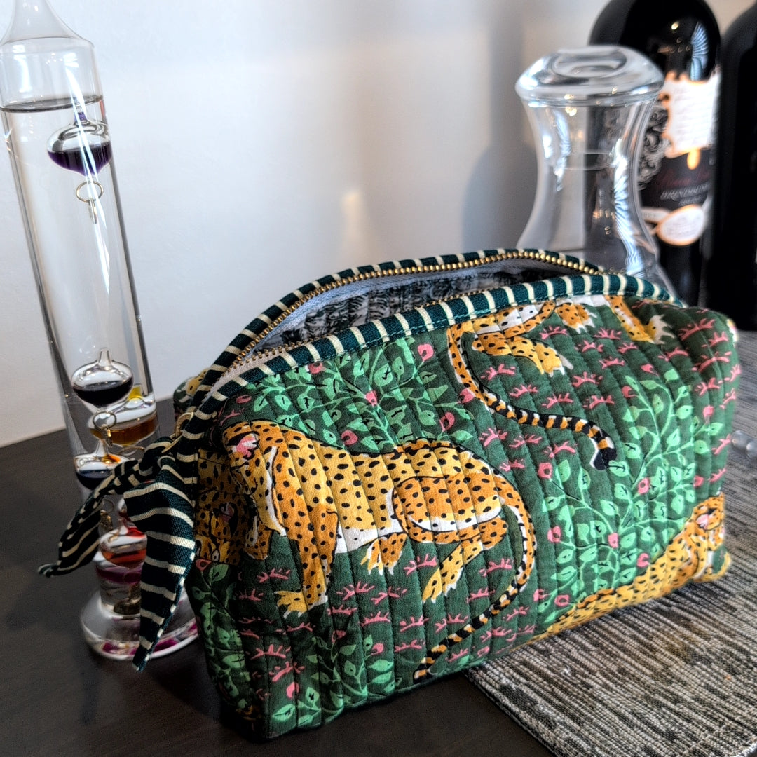 【M】オリジナルソフトミディアムポーチ ハンドブロックプリント block print インド Handmade ママポーチにも