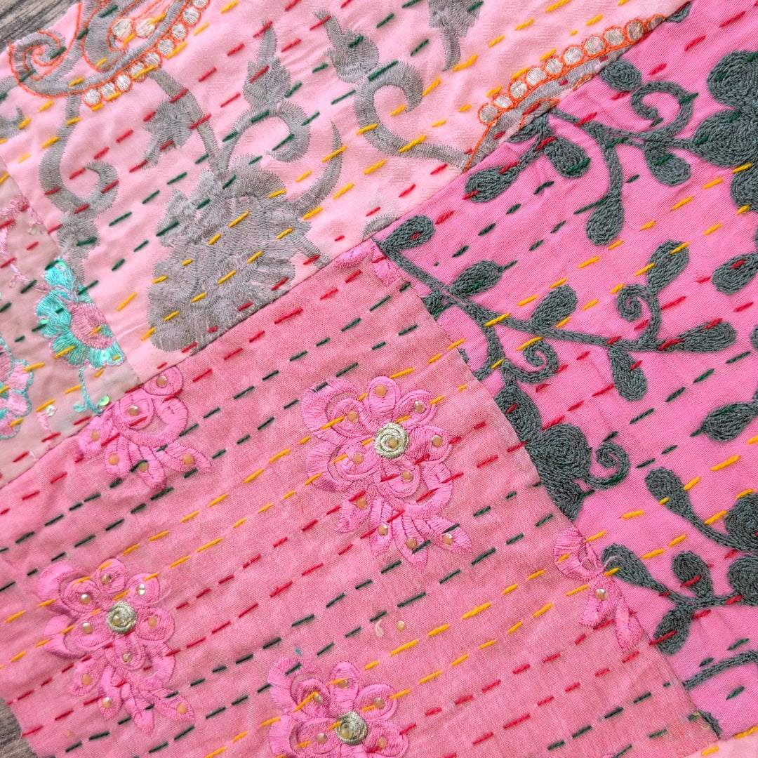 ヴィンテージカンバディアキルト生地|刺し子布|パッチワーク カンタハギレ カットクロス#1051