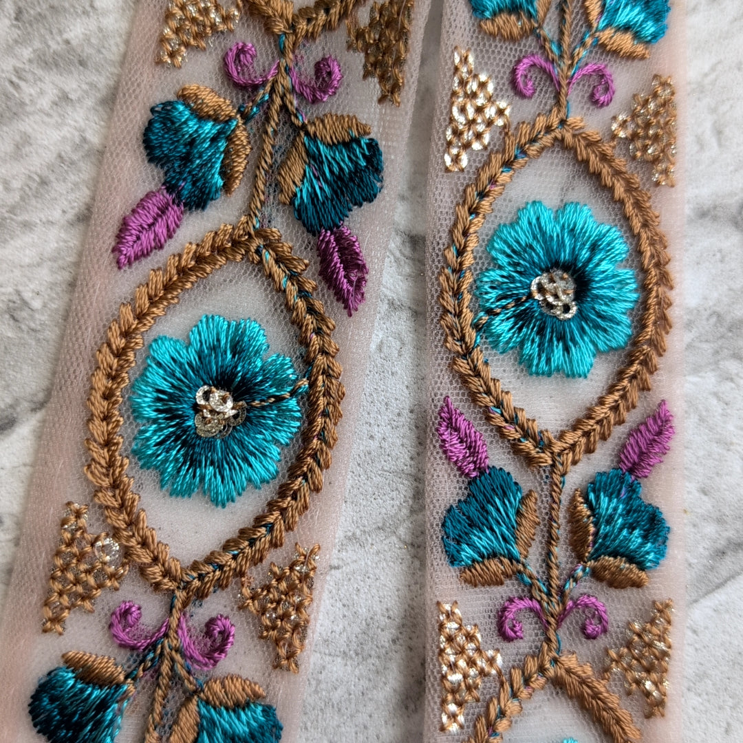 【細幅】インド刺繍リボン Handmade|手作り|インドハンドメイド素材、布小物 #9002