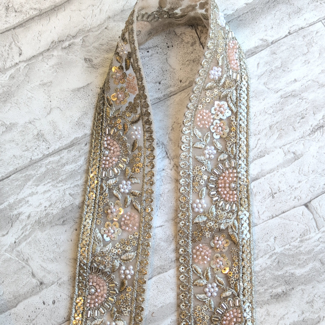 【中幅】インド刺繍リボン Handmade|手作り|インドハンドメイド素材、布小物 #9171