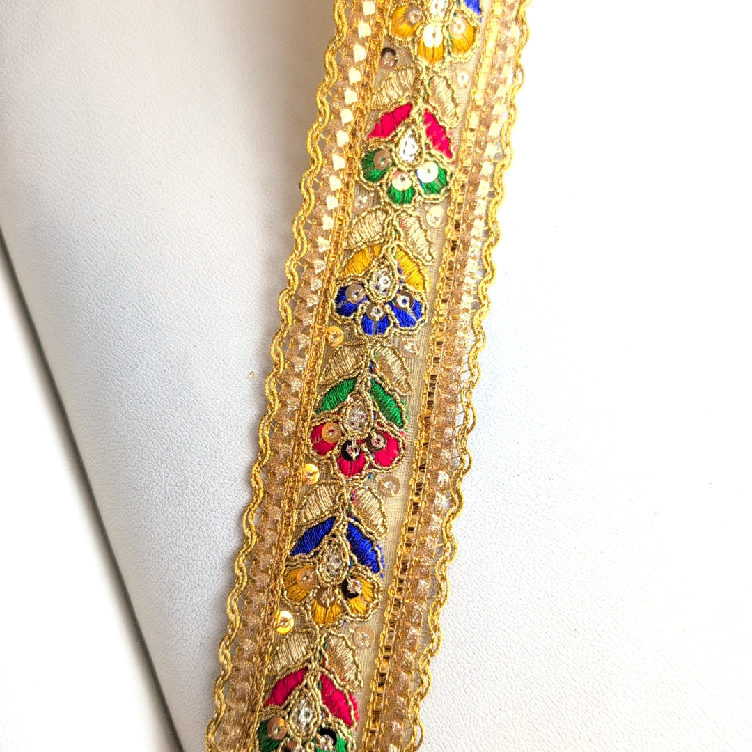 【中幅】インド刺繍リボン Handmade|手作り|インドハンドメイド素材、布小物 #9090