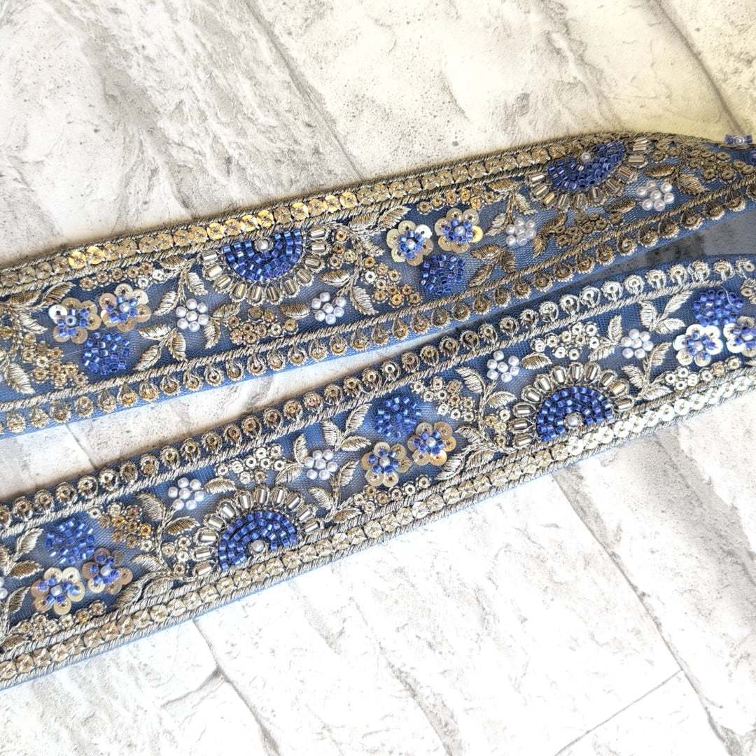 【中幅】インド刺繍リボン Handmade|手作り|インドハンドメイド素材、布小物 #9012
