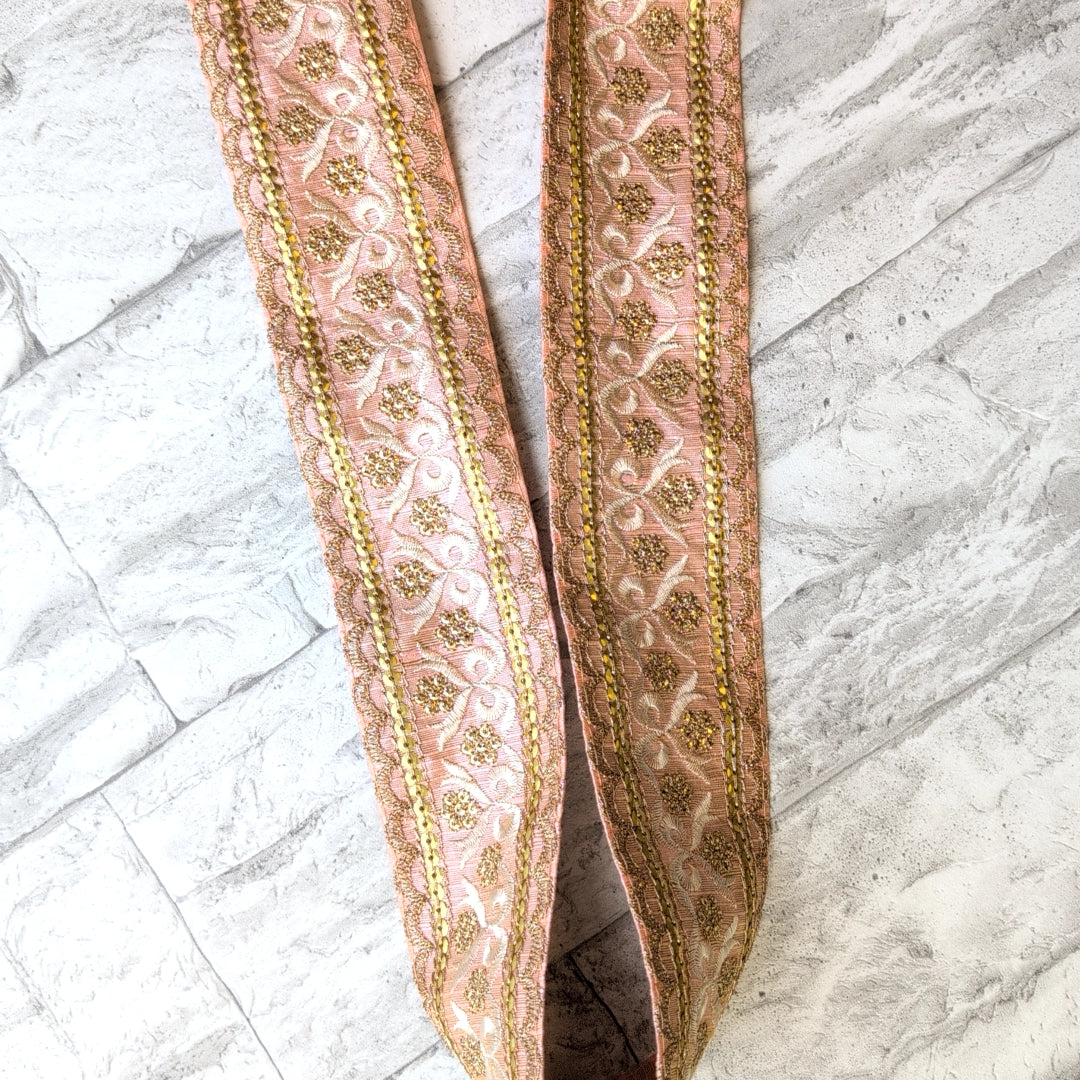 【中幅】インド刺繍リボン Handmade|手作り|インドハンドメイド素材、布小物 #9170