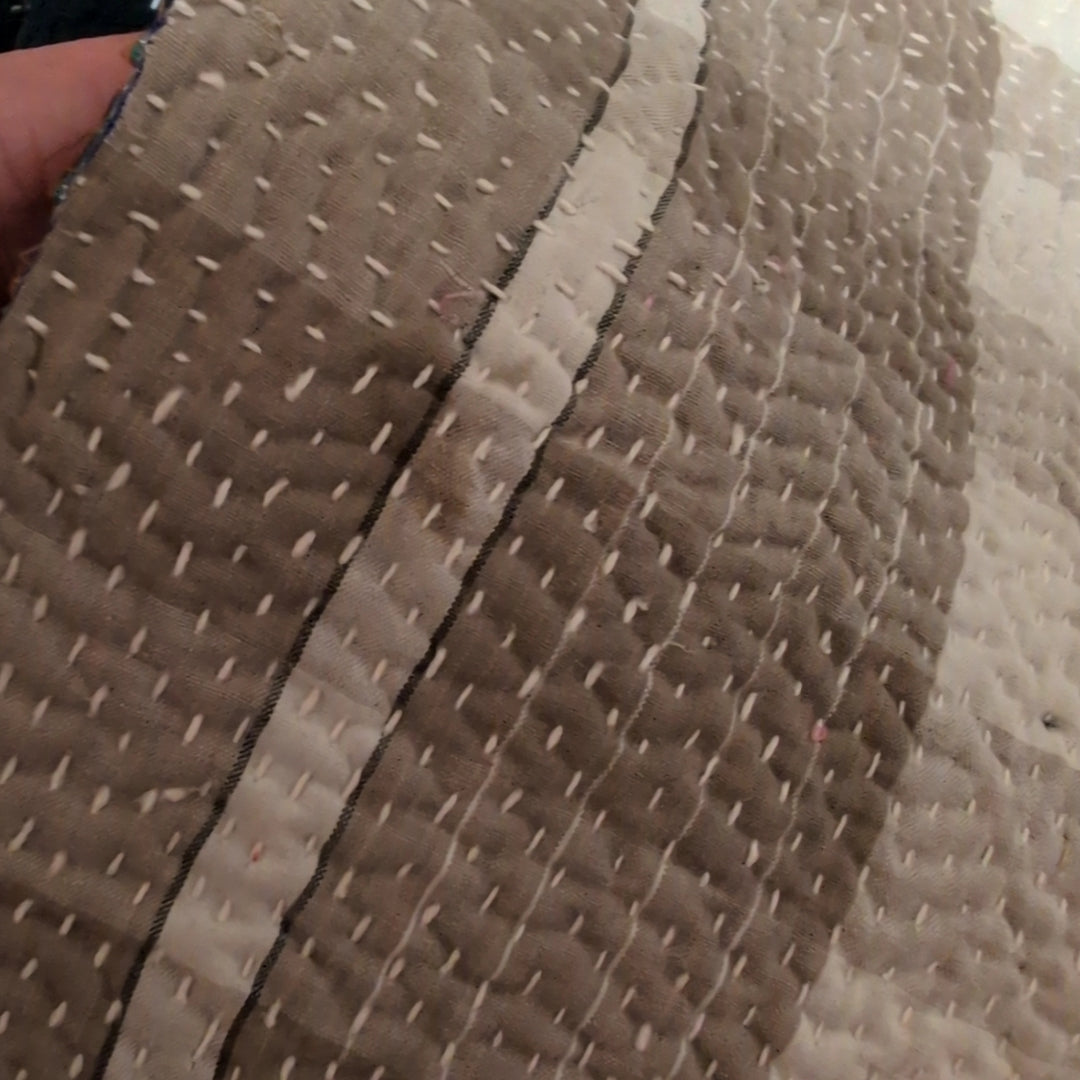 ヴィンテージカンタキルト生地|ラリーキルト|刺し子布|ハギレ カットクロス#1111