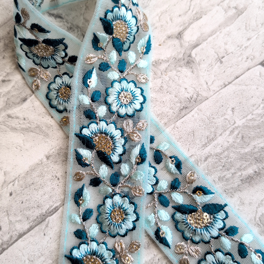 【中幅】インド刺繍リボン Handmade|手作り|インドハンドメイド素材、布小物 #9130