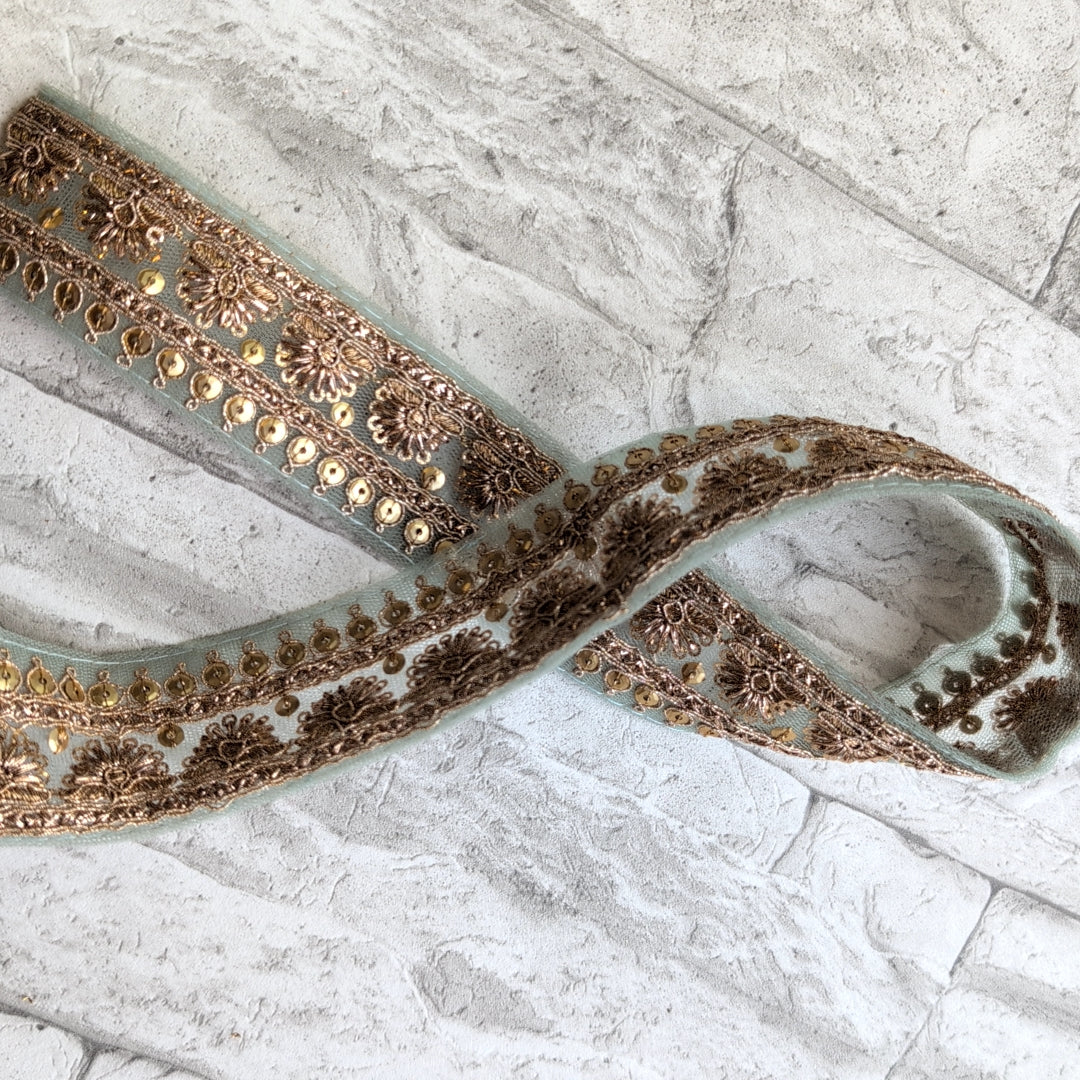 【中幅】インド刺繍リボン Handmade|手作り|インドハンドメイド素材、布小物 #9006