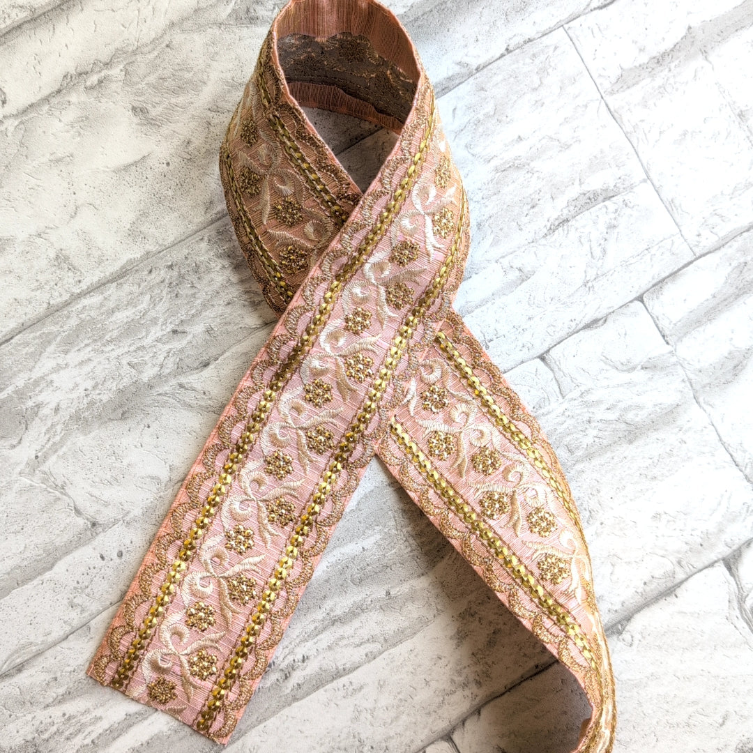 【中幅】インド刺繍リボン Handmade|手作り|インドハンドメイド素材、布小物 #9170