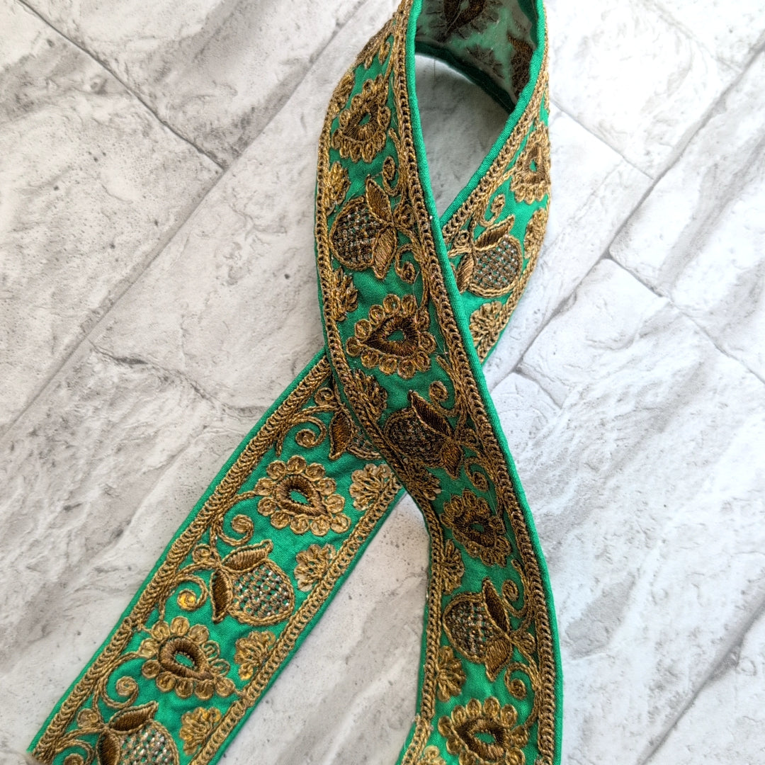【中幅】インド刺繍リボン Handmade|手作り|インドハンドメイド素材、布小物 #9007