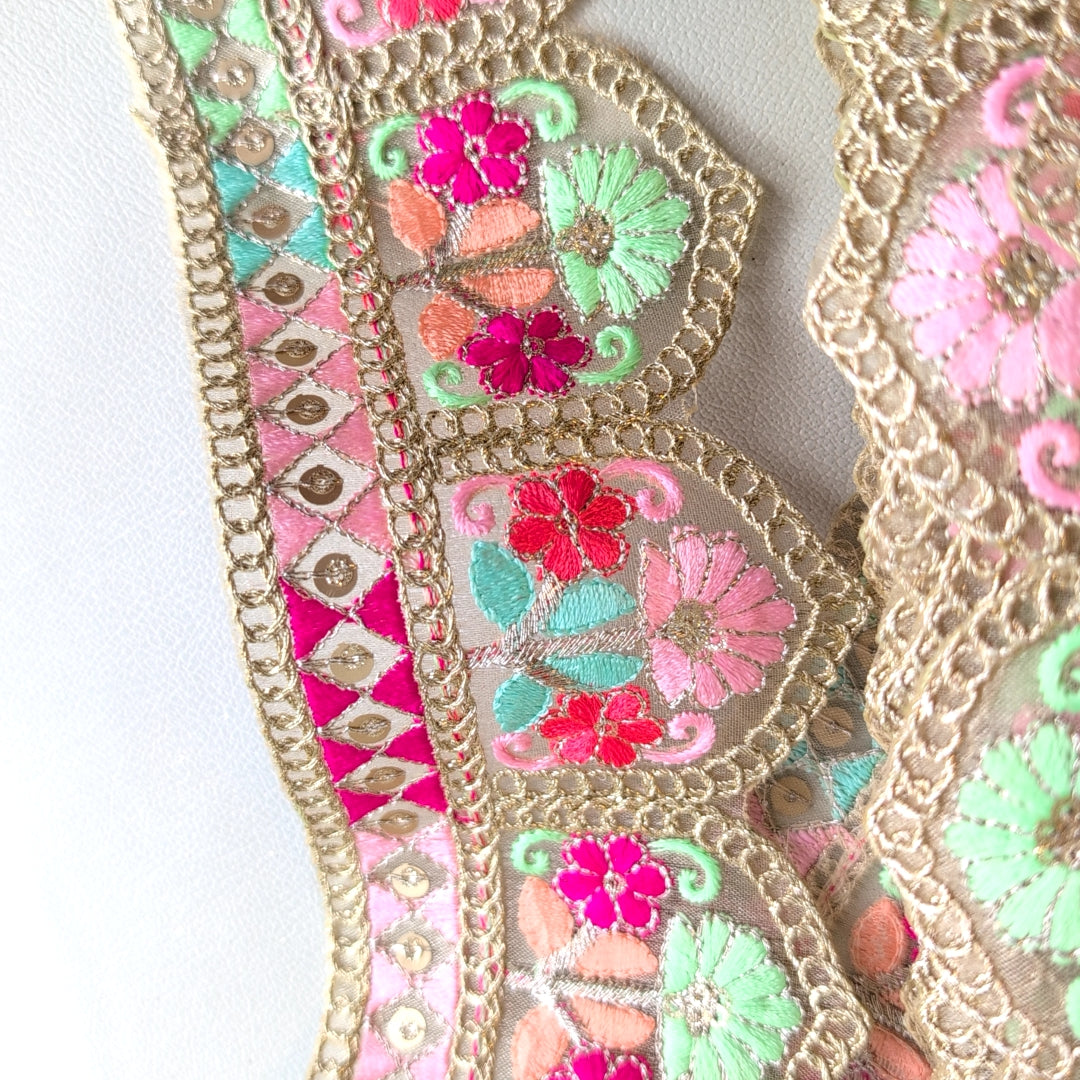 【中幅】インド刺繍リボン Handmade|手作り|インドハンドメイド素材、布小物 #9010