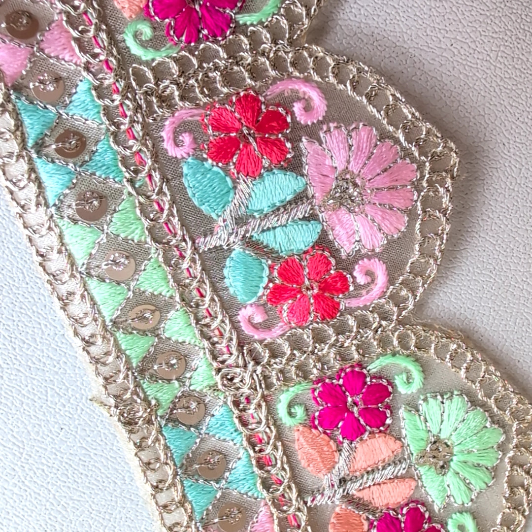 【中幅】インド刺繍リボン Handmade|手作り|インドハンドメイド素材、布小物 #9010