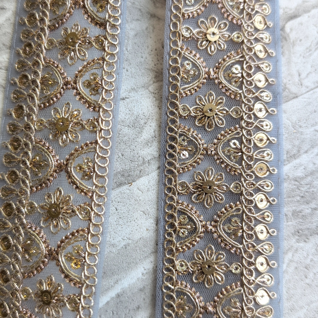 【中幅】インド刺繍リボン Handmade|手作り|インドハンドメイド素材、布小物 #9004
