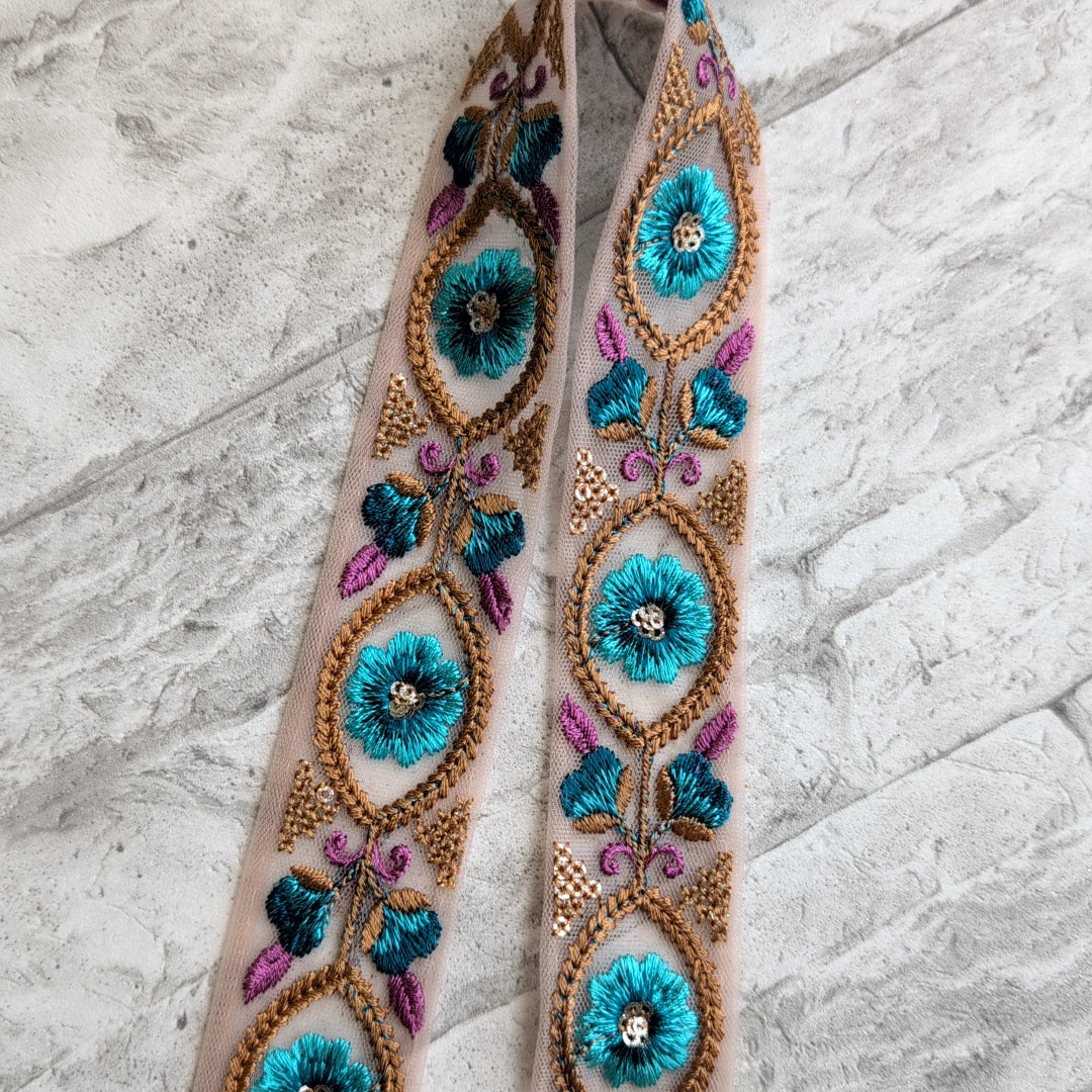 【細幅】インド刺繍リボン Handmade|手作り|インドハンドメイド素材、布小物 #9002