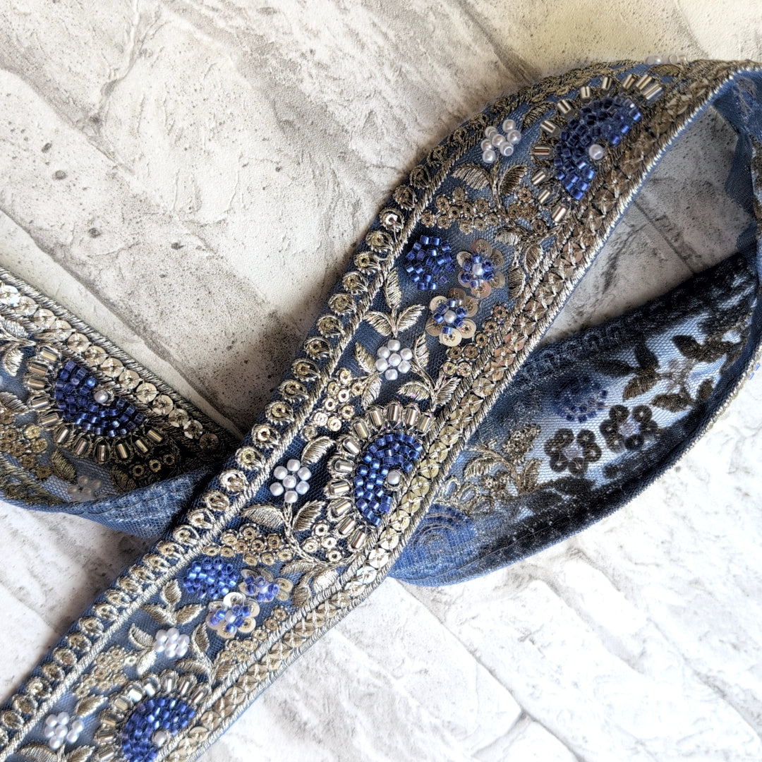 【中幅】インド刺繍リボン Handmade|手作り|インドハンドメイド素材、布小物 #9012