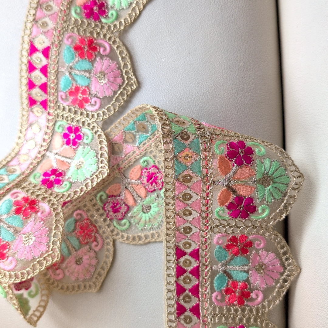【中幅】インド刺繍リボン Handmade|手作り|インドハンドメイド素材、布小物 #9010
