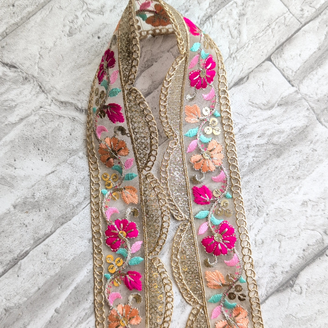 【中幅】インド刺繍リボン Handmade|手作り|インドハンドメイド素材、布小物 #9020