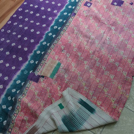 「M」ヴィンテージインテリア カンタキルト kantha インド布 襤褸 古布 #116