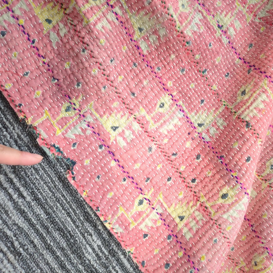 「M」ヴィンテージインテリア カンタキルト kantha インド布 襤褸 古布 #116