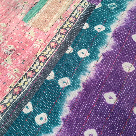 「M」ヴィンテージインテリア カンタキルト kantha インド布 襤褸 古布 #116