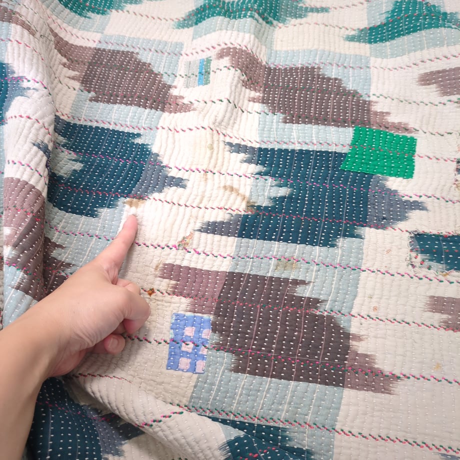 「M」ヴィンテージインテリア カンタキルト kantha インド布 襤褸 古布 #116