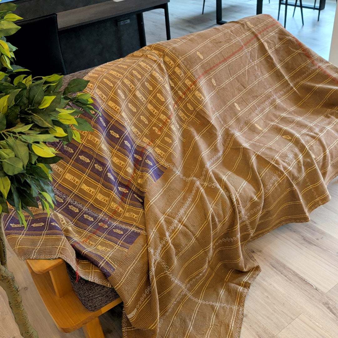 ヴィンテージカンタキルト ラリーキルト kantha マルチカバー 指し布 ［家族への祈り］#1139