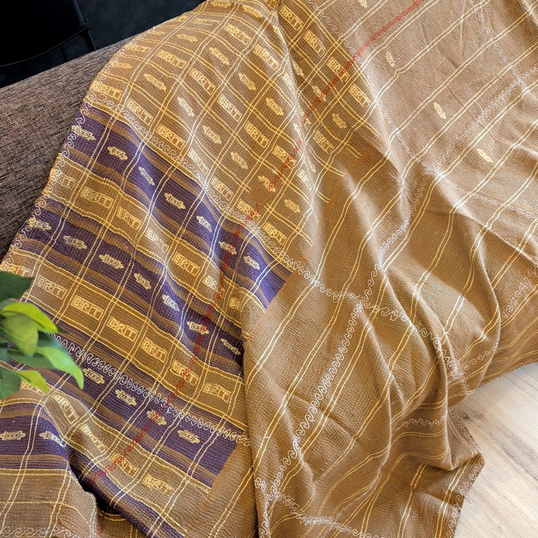 ヴィンテージカンタキルト ラリーキルト kantha マルチカバー 指し布 ［家族への祈り］#1139