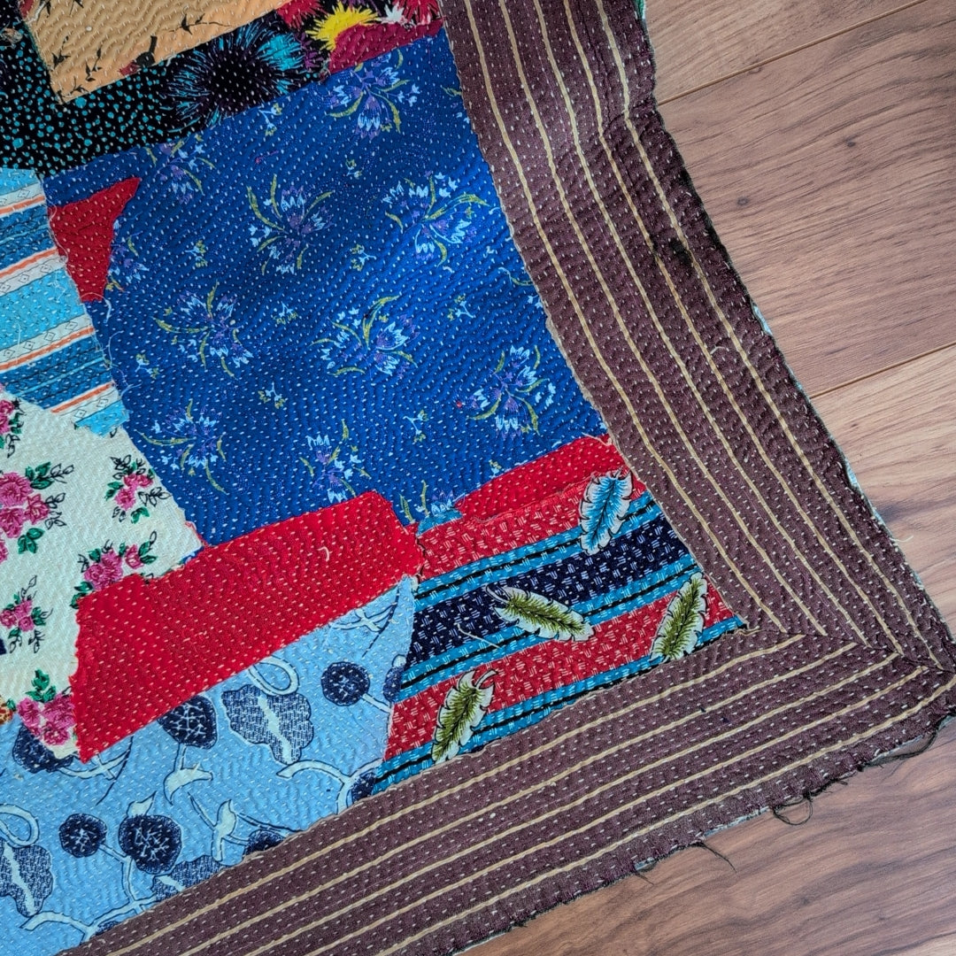 ラリーキルト　ヴィンテージカンタキルト　kantha 「不揃いな魅力」#336