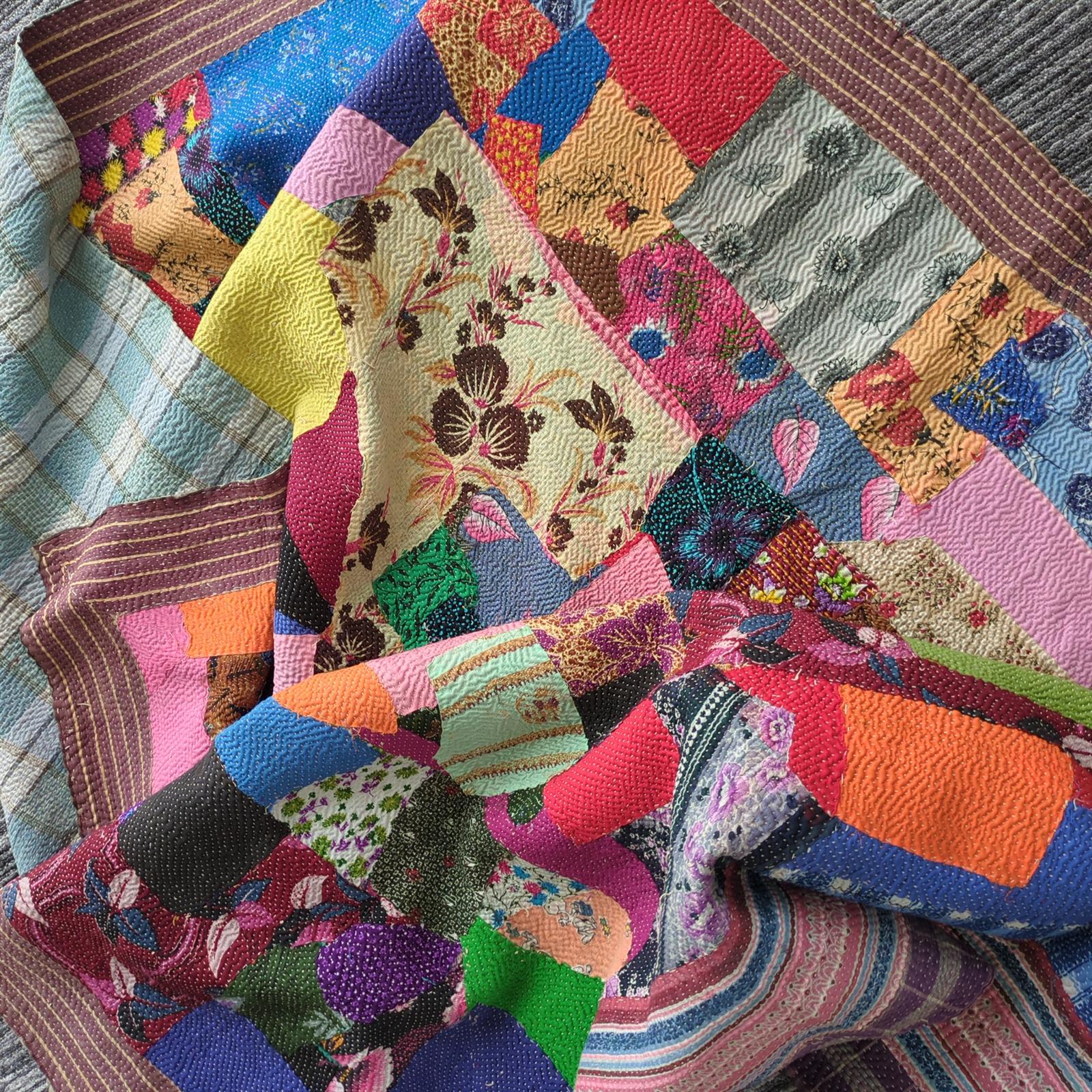 ラリーキルト　ヴィンテージカンタキルト　kantha 「不揃いな魅力」#336