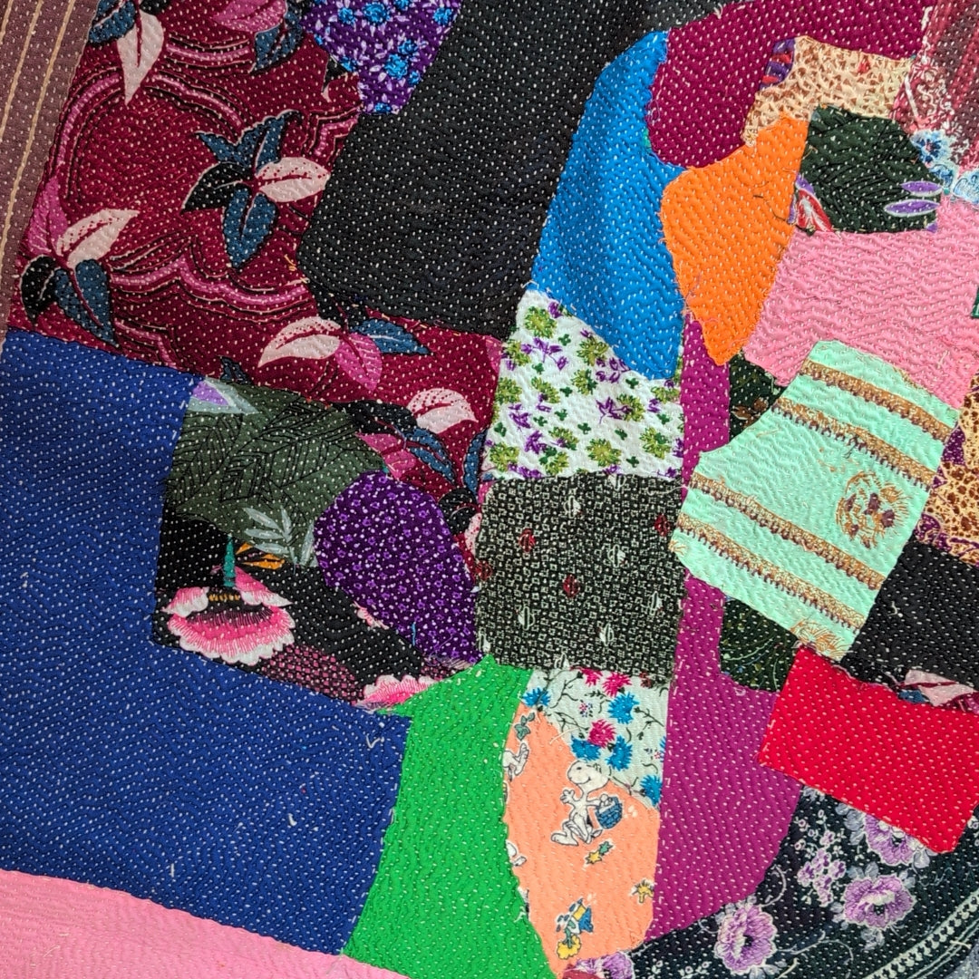 ラリーキルト　ヴィンテージカンタキルト　kantha 「不揃いな魅力」#336